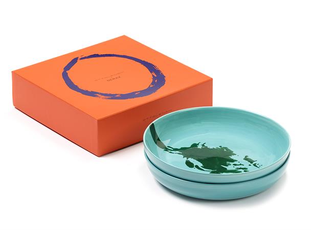 FEAST tallerken halvdyp Ø:220/H:40mm Dekor: Azure Atichoke Green