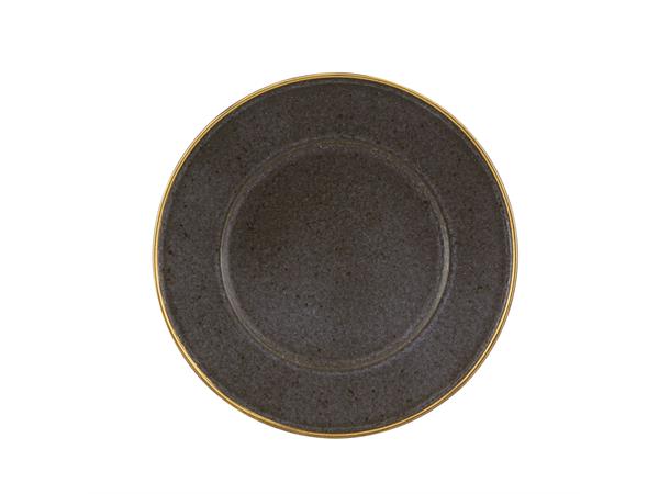 GOLD STONE dyp tallerken Ø:250mm, brun Steingods med håndmalt gullkant