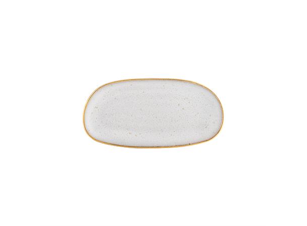 GOLD STONE tallerken oval 200x100, hvit Steingods med håndmalt gullkant