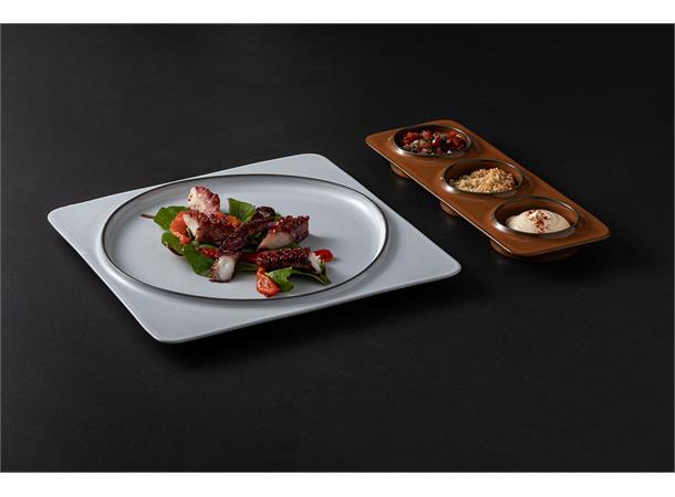 Tallerken med 3 rom 28x10cm AMBAR, Caram ECOGRES Steingods