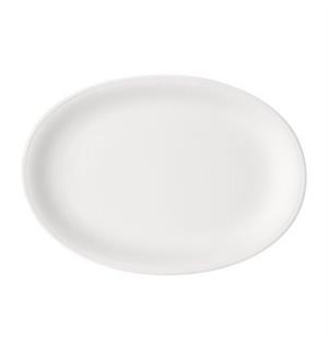 Tallerken oval coupe 32x23cm SMART, Hvi 32x23cm - Høybrent porselen 