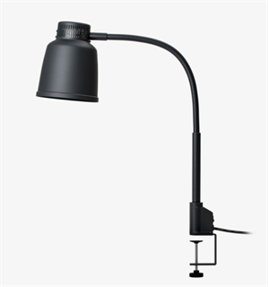Varmelampe frittstående sort, 250W Med bordtvinge for feste til benk/bord 
