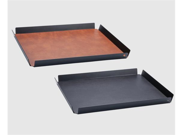 Brett sort aluminium m/skinnmatte 28x36 Tosidig skinninnlegg cognac/sort