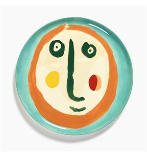 FEAST fat Ø:350/H:20mm Dekor: Face Turquoise 