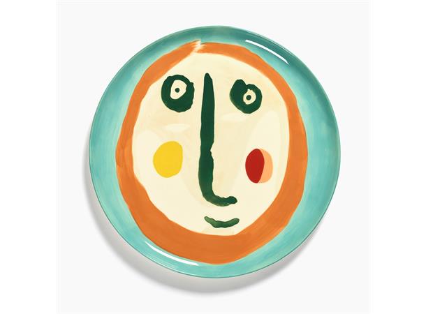 FEAST fat Ø:350/H:20mm Dekor: Face Turquoise