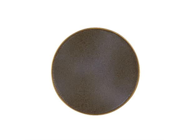 GOLD STONE tallerken coupe Ø:200mm, brun Steingods med håndmalt gullkant