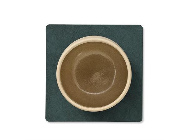 Glassunderlag/Coaster skinn 10x10cm DG Dark Green - 80% resirkulert skinn