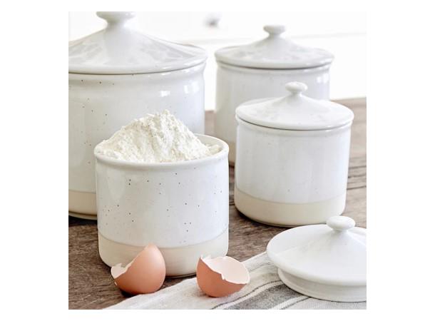 Krukke m lokk, Ø121mm H 136mm,V:71cl Keramikk, Velegnet til yoghurtstasjon