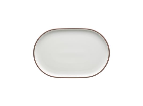 SHIRO tallerken oval 230x160mm Dekor: Hvit med ytterlinje i kobber