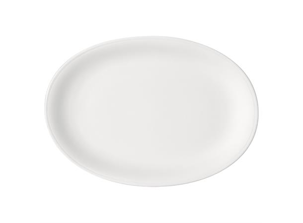 Tallerken oval coupe 37x26cm SMART, Hvi Høybrent porselen