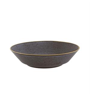 GOLD STONE pastatallerken Ø:250mm, brun Steingods med håndmalt gullkant 