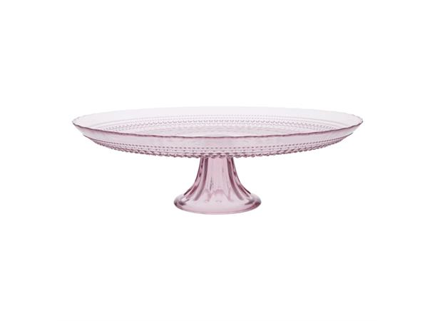 Kakefat på stett i glass, Ø:33cm, rosa JUPITER