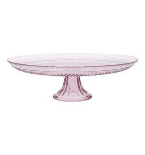 Kakefat på stett i glass, Ø:33cm, rosa JUPITER 