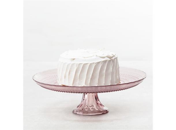 Kakefat på stett i glass, Ø:33cm, rosa JUPITER