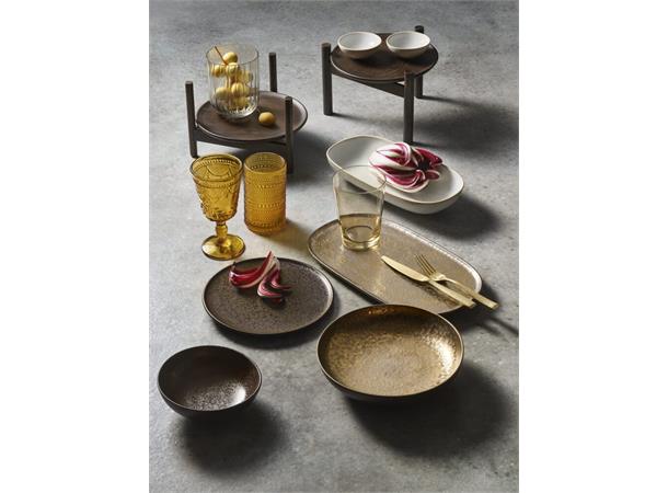 LUCCA FACET GOLD forettsgaffel L:183mm I hamret rustfritt stål - matt gull