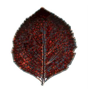 RIVIERA Hydrangea blad L:220mm B:190mm Steingods - Dyp rød 