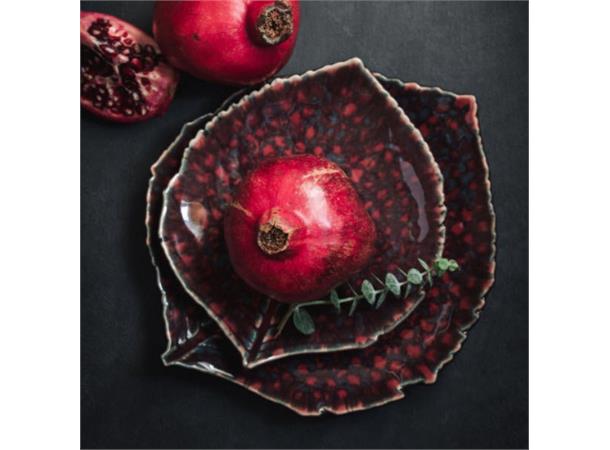 RIVIERA Hydrangea blad L:220mm B:190mm Steingods - Dyp rød