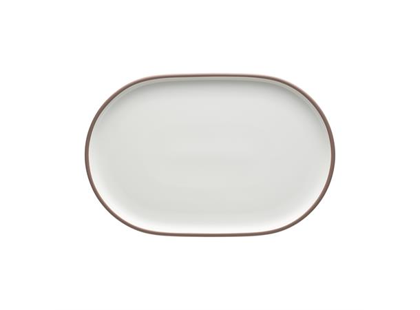SHIRO oval tallerken 300x193mm Dekor: Hvit med ytterlinje i kobber