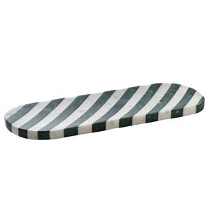 Tallerken/platå oval marmor hvit/grønn 32x12cm - Kolleksjon Spotlight 
