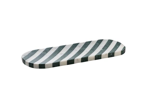 Tallerken/platå oval marmor hvit/grønn 32x12cm - Kolleksjon Spotlight