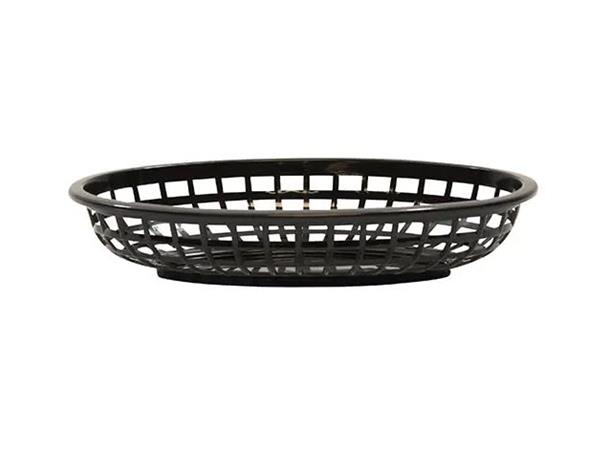 Kurv i plast "FAST FOOD" oval, sort Mål: 235 x 155 mm