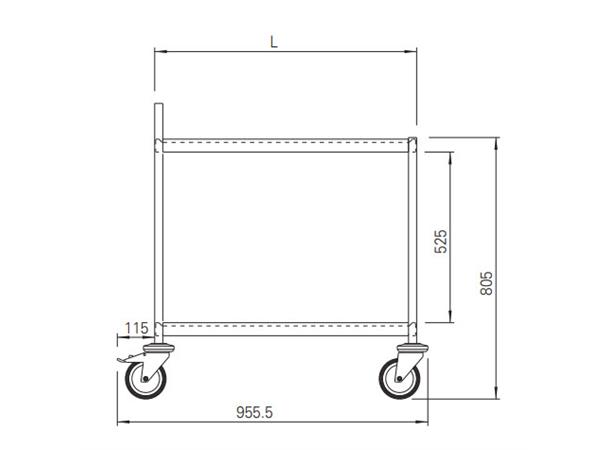 Trillebord 2-plans 800x550mm Kraftig utførelse i rustfritt stål