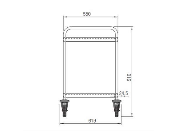 Trillebord 2-plans 800x550mm Kraftig utførelse i rustfritt stål