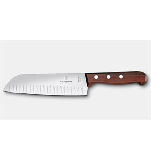VICTORINOX japansk kokkekniv L:170mm Santokukniv med luftlommer og treskaft 