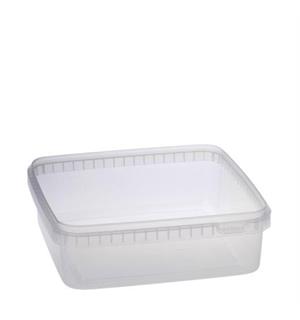 Plastboks firkantet 195x195x60mm 1,5ltr Hot fill :tåler + 90gr C- opp til 15 min 