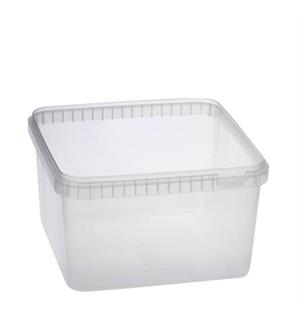 Plastboks firkantet 195x195mm 3,1ltr Hot fill :tåler + 90gr C- opp til 15 min 