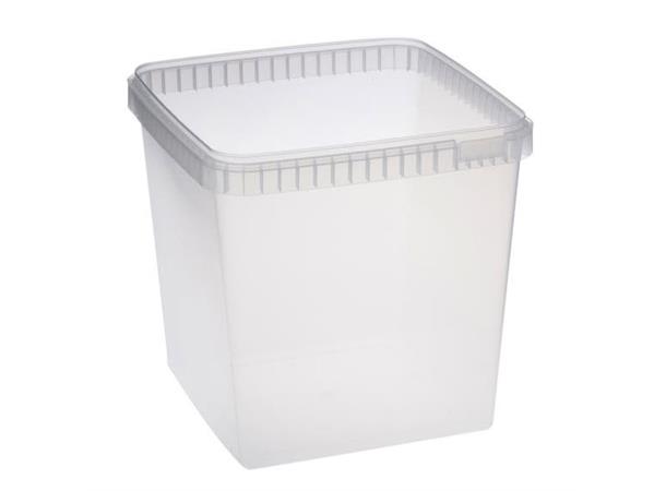 Plastboks firkantet 195x195mm 5,0ltr Hot fill :tåler + 90gr C- opp til 15 min