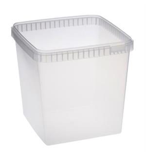 Plastboks firkantet 195x195x190mm 5,0ltr Hot fill :tåler + 90gr C- opp til 15 min 