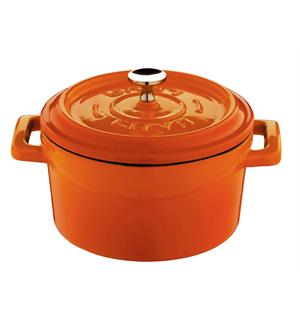 Støpejern MINI rund Ø:100mm/35cl, ORANGE Minikasserolle i støpejern 