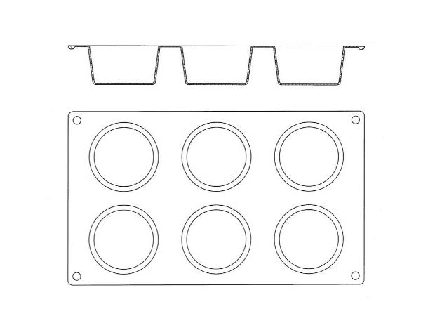 Bakeform silikon GN1/3 muffin Ø:70/37mm 6stk muffins